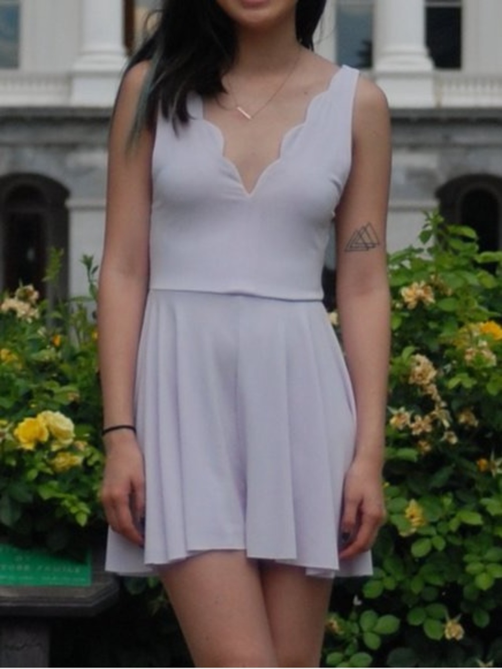 Kimchi Blue Sleeveless Scallop V-Neck Lilac romper